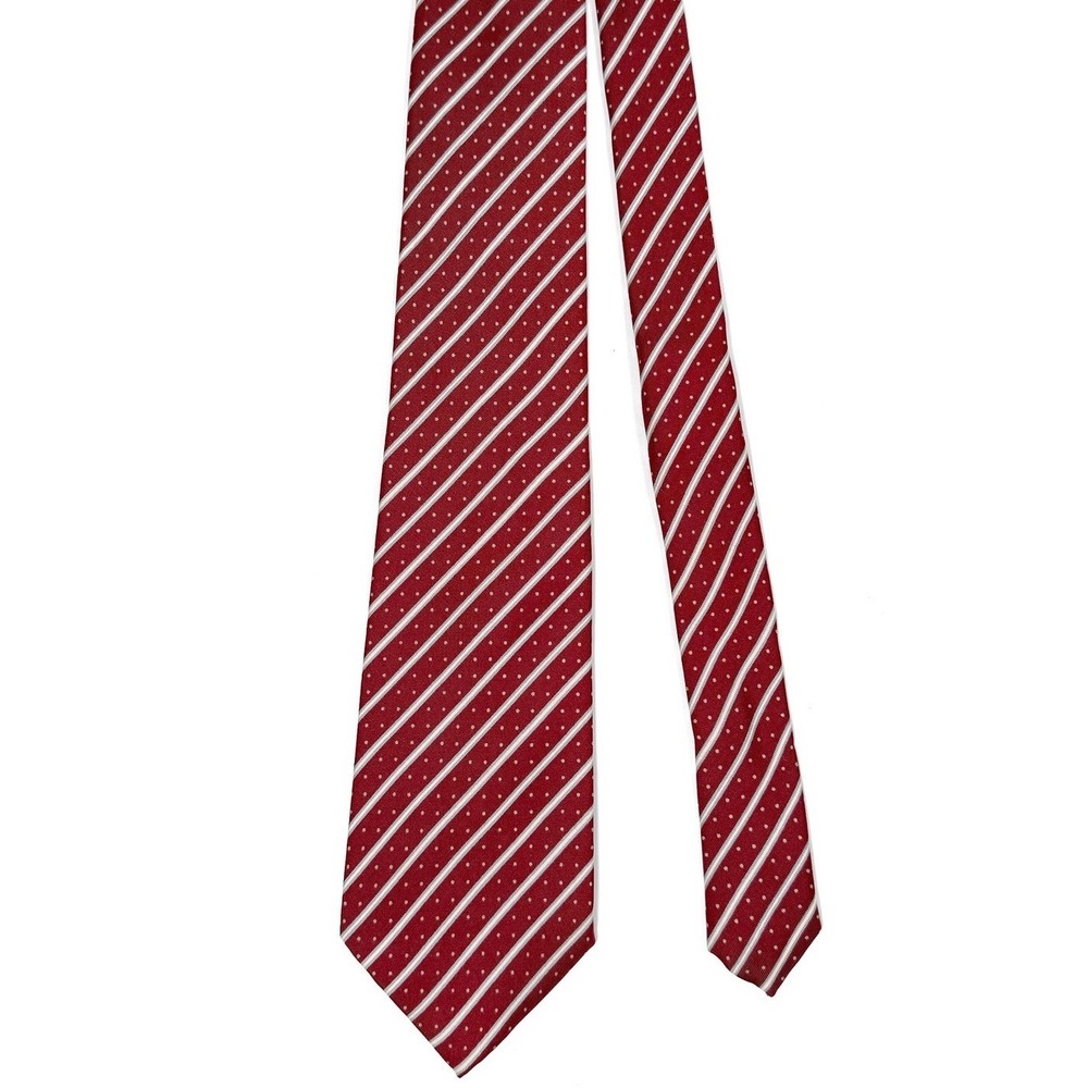 Turnbull &‎ Asser Red Striped Polka Dot Silk Tie Mens Jermyn St England W: 3.5"